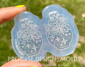 Rose Fairy Potion Earring Mold | Resin Jewelry Mold | Polymer Clay Molds | Halloween Mold | Rose Silicone Mold l UV Resin  Earring Mold