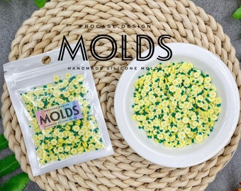 Yellow polymer clay daisy flower - 10 grams / bag, fimo slices, flower fino slices, daisy polymer clay