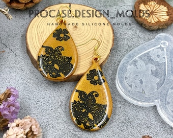 Tropical earring mold(Teardrop shape) 2 inches, Resin mold, Shiny mold, Resin craft, Silicone mold for resin, earring mold, earrings mold