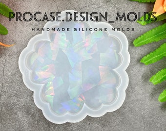 Holographic flower coaster mold(4.5"), Silicone mold, flower mold, holographic mold, Silicone mold for resin, silicone mold, holo mold,