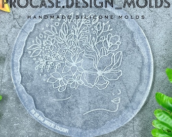 Flower lady coaster mold#6 (5 inches), Silicone mold, Resin mold, Shiny coaster mold, Silicone mold for resin, Flower silicone mold, flower