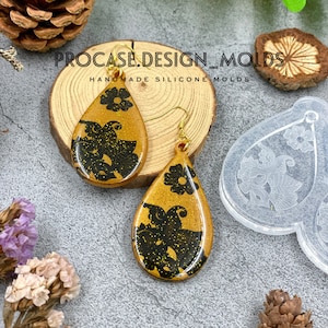 Tropical earring mold(Teardrop shape) 2 inches, Resin mold, Shiny mold, Resin craft, Silicone mold for resin, earring mold, earrings mold