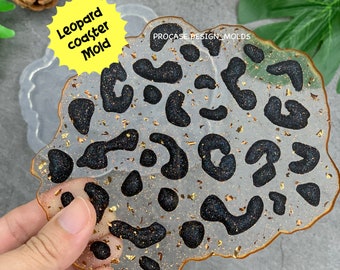 Etched leopard coaster (4 inches), Silicone mold, Resin mold, Shiny coaster mold, Silicone mold for resin, coaster mold