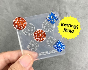 Dice Earrings Mold - Dice Mold For Resin - Silicone Dice Mold - Dice Lover Mold - D20 Mold - Resin Dice Mold - Board Game Mold - RPG Mold