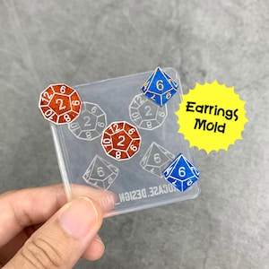 Dice Earrings Mold - Dice Mold For Resin - Silicone Dice Mold - Dice Lover Mold - D20 Mold - Resin Dice Mold - Board Game Mold - RPG Mold