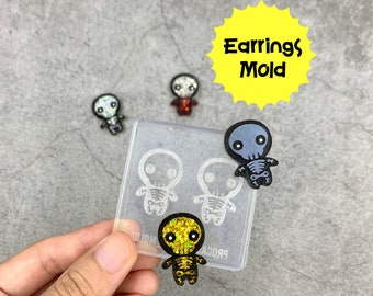 Skeleton Silicone Mold - Halloween Resin Mold - Stud Earring Mold - Halloween Skeleton Mold For Resin Casting - Halloween Earrings Mold