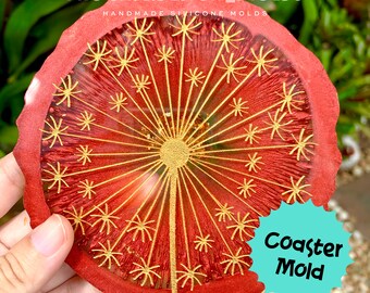 Dandelion coaster mold 4.5 inch(Medium), Silicone mold, Resin mold, Shiny coaster mold, Silicone mold for resin, Flower silicone mold