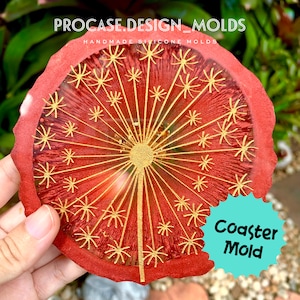 Dandelion coaster mold 4.5 inch(Medium), Silicone mold, Resin mold, Shiny coaster mold, Silicone mold for resin, Flower silicone mold