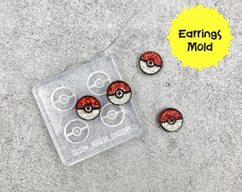 Pokeball Pokemon Silicone Mold, Resin mold, Shiny mold, Resin craft, Silicone mold for resin, earring mold, earrings mold, stud earring