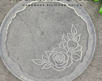 Mal met bloemenrand (5 inch), siliconenmal, harsmal, glanzende onderzettermal, siliconenmal voor hars, bloem siliconenmal, bloem