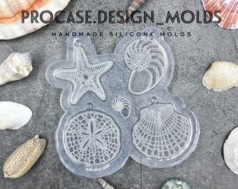 Seashell necklace silicone mold, Resin mold, Shiny mold, Resin craft, Silicone mold for resin, earring mold, earrings mold, jewelry mold