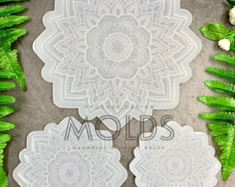 Etched mandala sun coaster, Silicone mold, Resin mold, Shiny coaster mold, Silicone mold for resin, coaster mold, Mandala mold, mandala