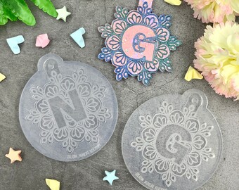 Etched mandala ornament mold, Letters mold, Alphabet silicone mold, Alphabet mold, Mandala mold, ornament mold, Christmas Ornament mold