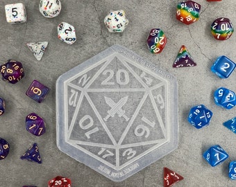 Molde para posavasos con dados D20 con espadas l Molde para posavasos con dados D20 l Molde para juegos de rol l Molde para juegos de mesa, molde para amantes de los dados l Molde de silicona plano D20