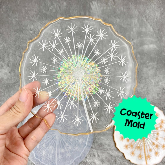Dandelion coaster mold Large 5 inches Silicone mold Resin Etsy