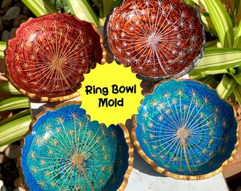 Dandelion ring bowl mold (small) perfect for jewelry dish, flower mold, jewelry dish mold, silicone mold, Silicone mold for resin