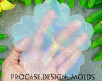 Flower Holographic inlay mold(4.5"), Silicone mold, Resin mold, Silicone mold for resin, silicone mold, resin coaster, holographic mold