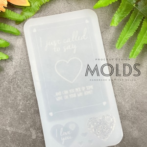 Je viens d'appeler pour dire Je t'aime : moule pour carte, moule pour lettre, moule pour la Saint-Valentin, moule en coeur, moule en résine, moule pour carte, moule pour carte de la Saint-Valentin, créations artisanales en résine