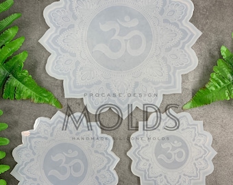 Etched mandala(Ganesh Om) coaster, Silicone mold, Resin mold, Shiny coaster mold, Silicone mold for resin, coaster mold, Mandala mold,