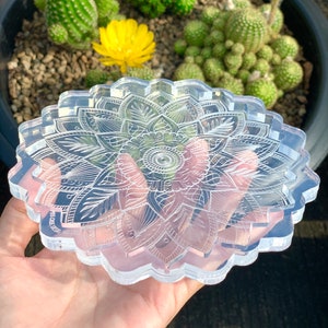 Etched mandala leaves coaster(4.5 inches), Silicone mold, Resin mold, Shiny coaster mold, Silicone mold for resin, coaster mold