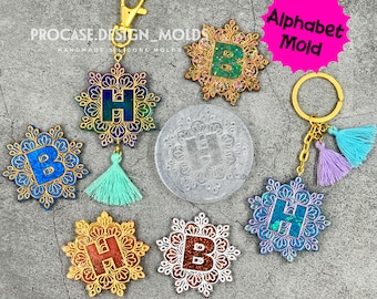 Mandala alphabet 26 letters mold, Keychain mold, Letters mold, Alphabet silicone mold, Alphabet mold, Alphabet resin mold,Resin keychain