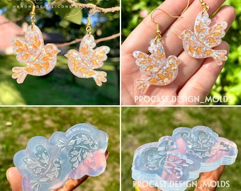 Floral Dove Earring Mold | Bird Silicone mold for Resin Jewelry | Dove Bird Silicone Molds for Resin l UV Resin Earring Mold l Bird Mold