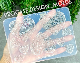 Druzy hearts  pallet mold (9 hearts, in 2 different sizes) Resin mold, Shiny mold, Resin craft, heart mold, druzy heart mold, druzy mold