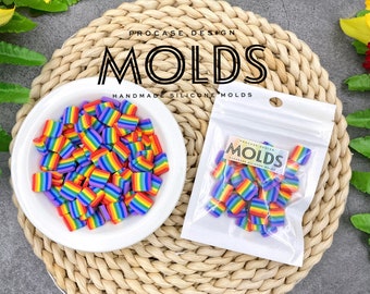 Rainbow polymer clay slices - 10 grams / bag