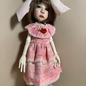 Peach rose dress with embroidery for Connie Lowe little Stella/ dolls of her size