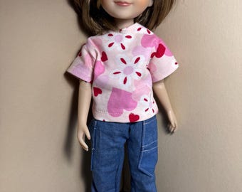 Heart top and jeans outfit fits RR doll