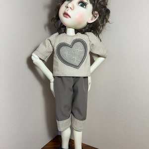 Brown pants & matching Heart shirt for Connie Lowe Big Stella, big Ginger / dolls of her size 19-20”