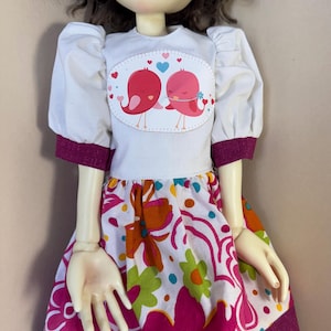 Big Stella love birds Dress 3-piece outfit fits 19” Big Stella doll by Connie Lowe or similar size dolls