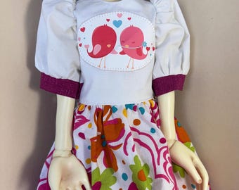Love Birds Doll Dress Outfit: 19” Big Stella Doll Clothes