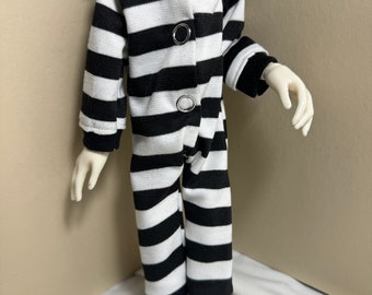 Black and White Striped Doll Jammies for RRSibblie or Paola R 12"-15" Dolls