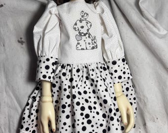 19" Big Stella Doll Dress Outfit: Black & White Puppy Print
