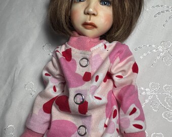 Hearts Sleeper jammies for 12"-15"dolls Like RR sibblies or Paola dolls