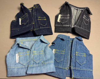 Jean vest made to fit Ruby red or Wellie wisher dolls