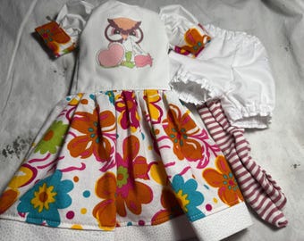 Owl Floral Doll Dress Outfit for 20" Connie Lowe Doll