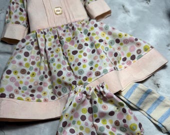 Peach Dots Doll Dress Outfit for 19” Big Stella Doll
