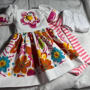 Big Stella Flower Dress 3-piece outfit fits 20” doll by Connie Lowe or similar size dolls