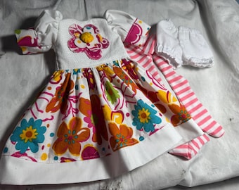 Floral Doll Dress Outfit for 20" Connie Lowe Dolls, 3-Piece