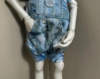 Swirly blue green Overalls with shirt,  & anklets for Paola R / RR siblies 12" dolls