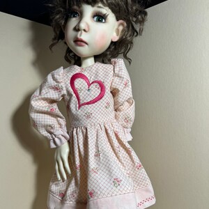 Valentine Heart dress with matching big hair bow & tights for Connie Lowe big Stella/ dolls of her size