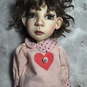 Big Stella Peachy Valentines heart Dress 3-piece outfit fits 19” doll by Connie Lowe or similar size dolls