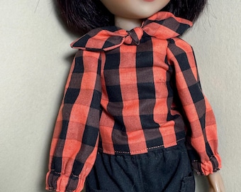 Ruby Red Plaid Top and Pants Outfit for 15" Doll