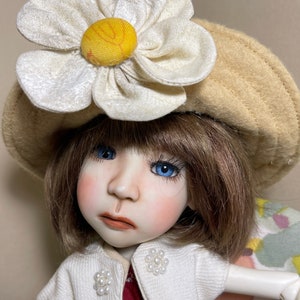 Sunday hats made to fit small 12&quot; Stella/ dolls (with 7.5-8” head) by Connie Lowe/BJD dolls like Meli/Hazel