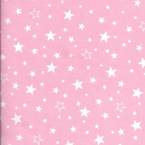 New Pink Stars Soft Double Napped Flannel Fabric by the Yard and Half Yard