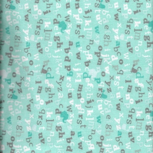 New A.E. Nathan Comfy Flannel Abc&#39;s on Turquoise Flannel Fabric by the Yard and Half Yard