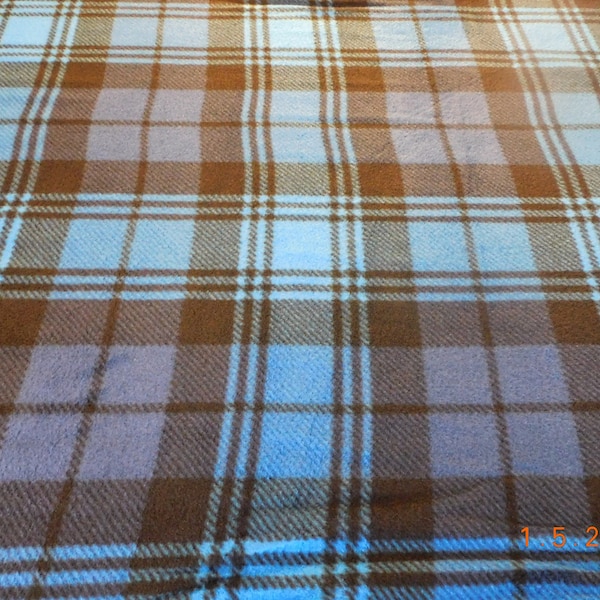 New David Textiles Navy Blue Plaid Antipill Fleece Fabric by the Yard & Half Yard