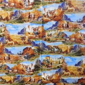 New Wild Wild West Wild Horse Collage 100% Cotton Fabric by The Yard
